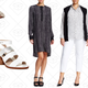 Siwy Denim Ladonna Cropped Skinny Jean, $63 | French Connection Ciara Sandal, $29 | Vince Wavy Stripe Printed Silk Dress, $95 | Amanda & Chelsea Solid Ankle Pant, $11 | ECI Sleeveless Illusion Yoke Border Print Sheath Dress, $9